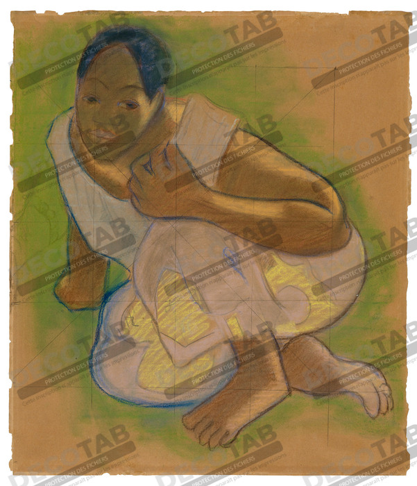 Reproduction Tahitienne accroupie (liée au tableau Nafea faa ipoipo [Quand vous marierez-vous ?]) de Paul Gauguin