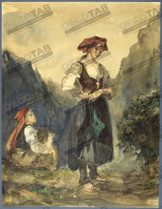 Reproduction Paysannes de la Région des Eaux-Bonnes de Eugène Delacroix