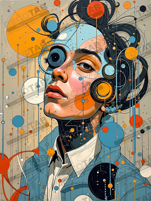 Tableau moderne : portrait inspiration cubiste