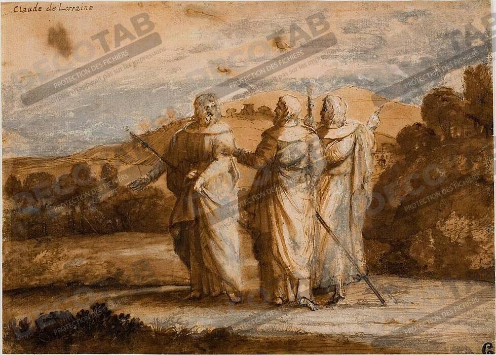 Reproduction Étude pour les pèlerins à Emmaüs de Claude Lorrain