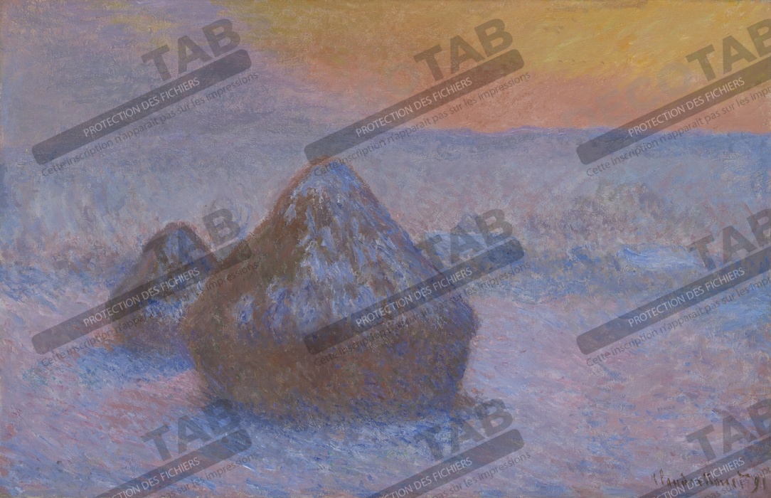 Reproduction Piles de blé (Coucher de soleil, effet neige) de Claude Monet