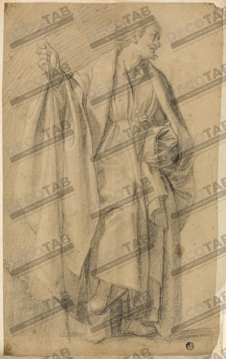Reproduction Figure masculine drapée debout, tenant un bâton de Eustache Le Sueur