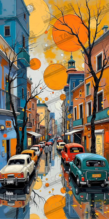 Tableau de paysage moderne et coloré