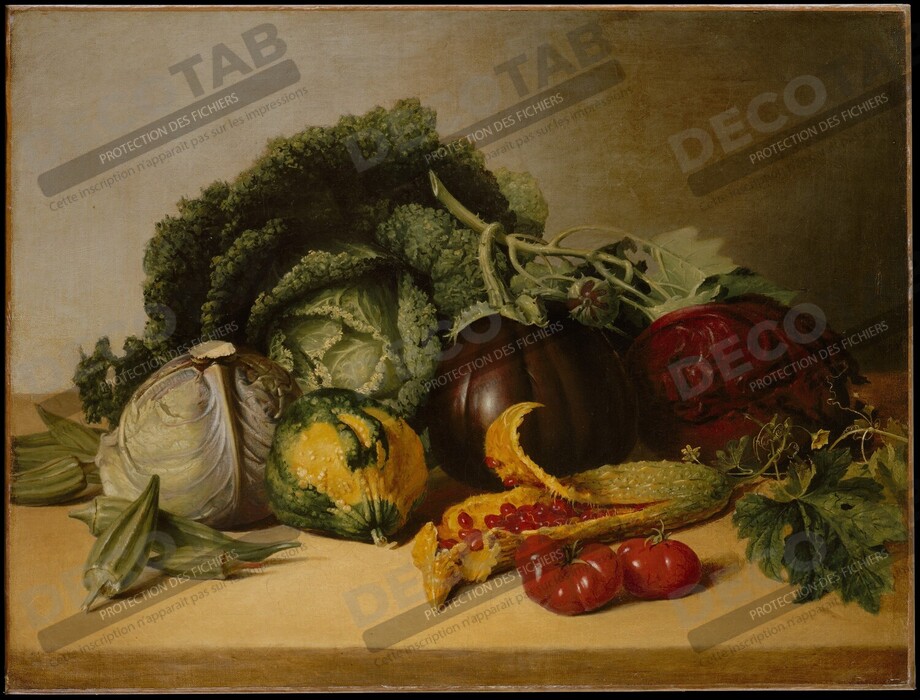 Reproduction Nature morte : pomme baumier et légumes de James Peale