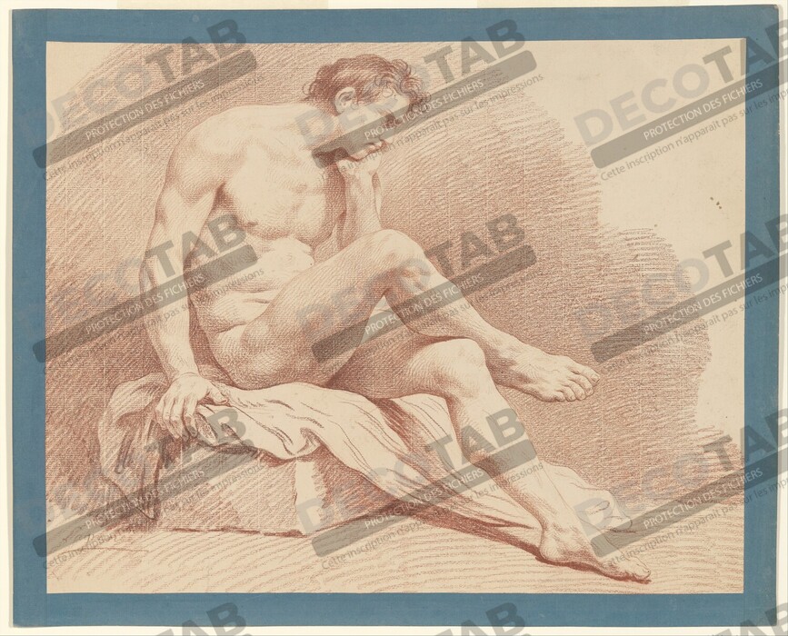 Reproduction nu masculin assis de Louis Lagrenée