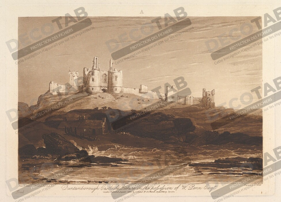 Reproduction Château de Dunstanborough (The Book Studies, Partie 3, planche 14) de Joseph Mallord William Turner