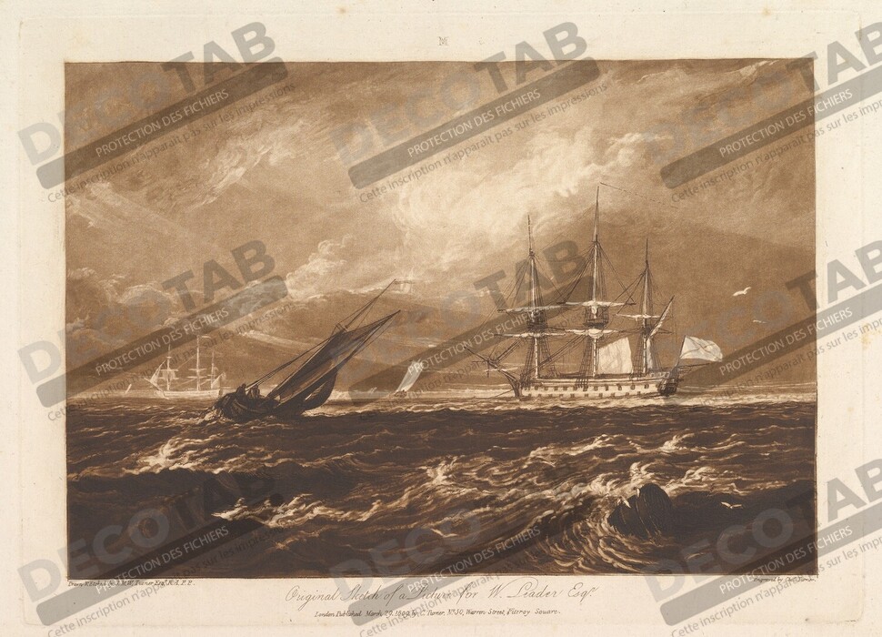 Reproduction The Leader Sea Piece (Liber Studiorum, partie IV, planche 20) de Joseph Mallord William Turner