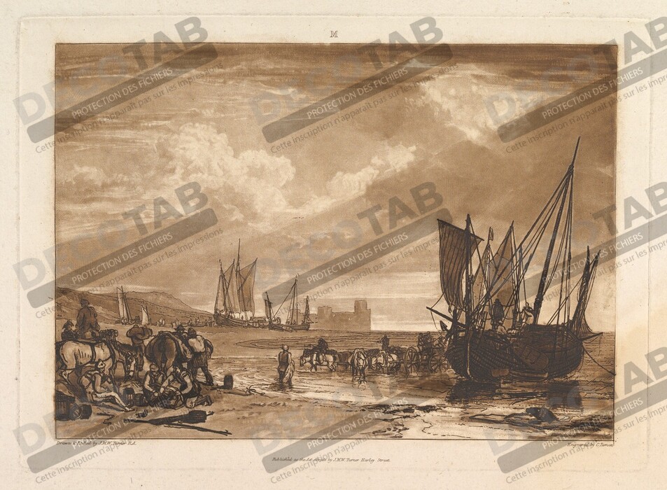 Reproduction Scène sur la côte française (Liber Studiorum, partie I, planche 4) de Joseph Mallord William Turner