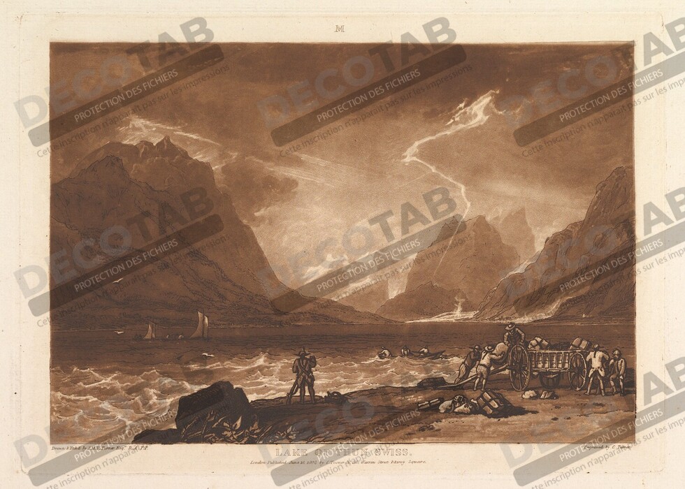 Reproduction Lac de Thoune, Suisse (Liber Studiorum, partie III, planche 15) de Joseph Mallord William Turner