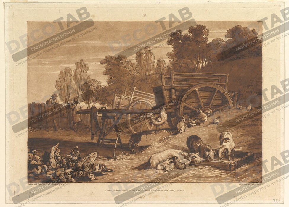 Reproduction La ferme au coq (Liber Studiorum, partie IV, planche 17) de Joseph Mallord William Turner