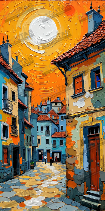 Tableau de paysage moderne et coloré