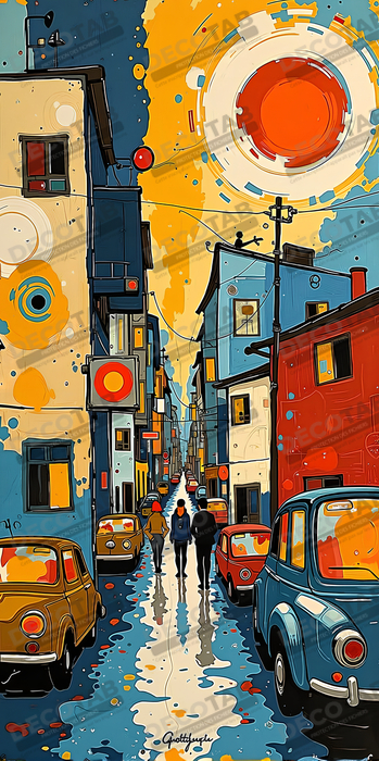 Tableau de paysage moderne et coloré