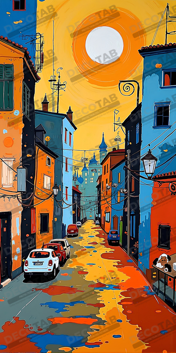 Tableau de paysage moderne et coloré