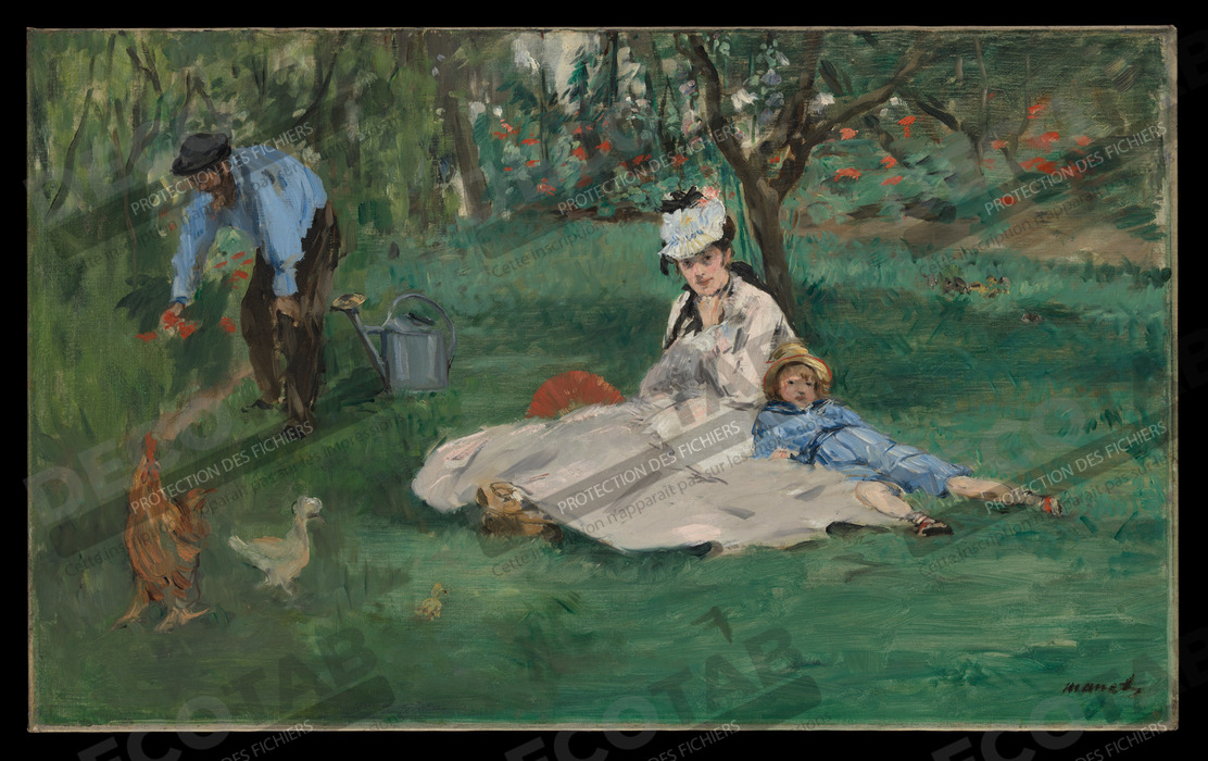 Reproduction La famille Monet dans son jardin à Argenteuil de Edouard Manet
