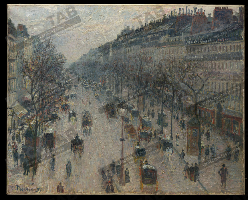 Reproduction Le boulevard Montmartre un matin d'hiver de Camille Pissarro