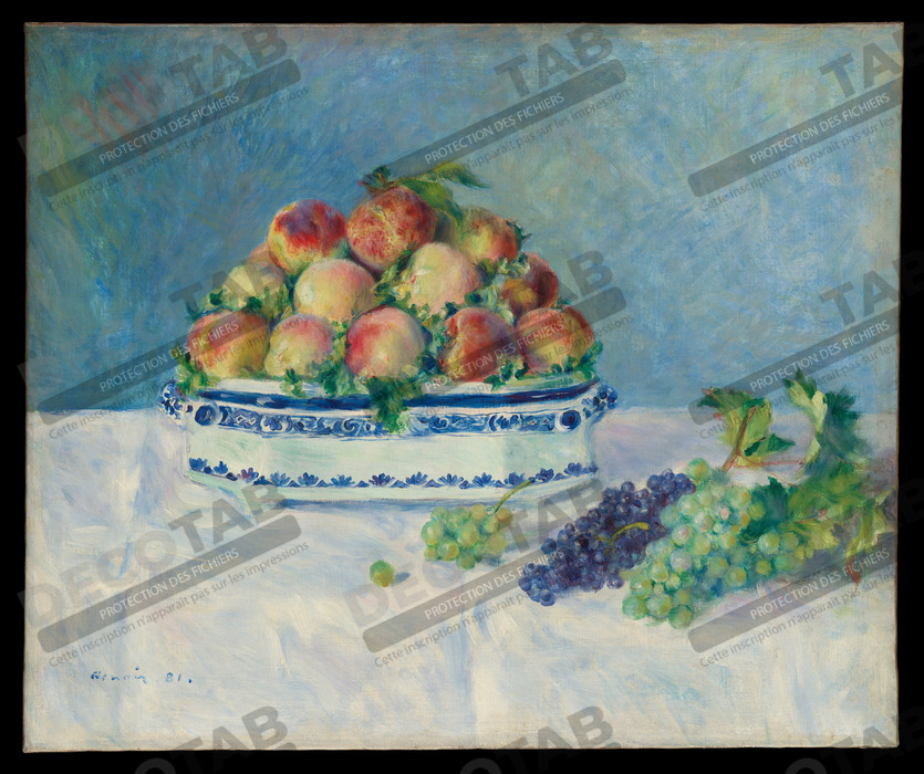 Reproduction Nature morte aux pêches et raisins de Auguste Renoir
