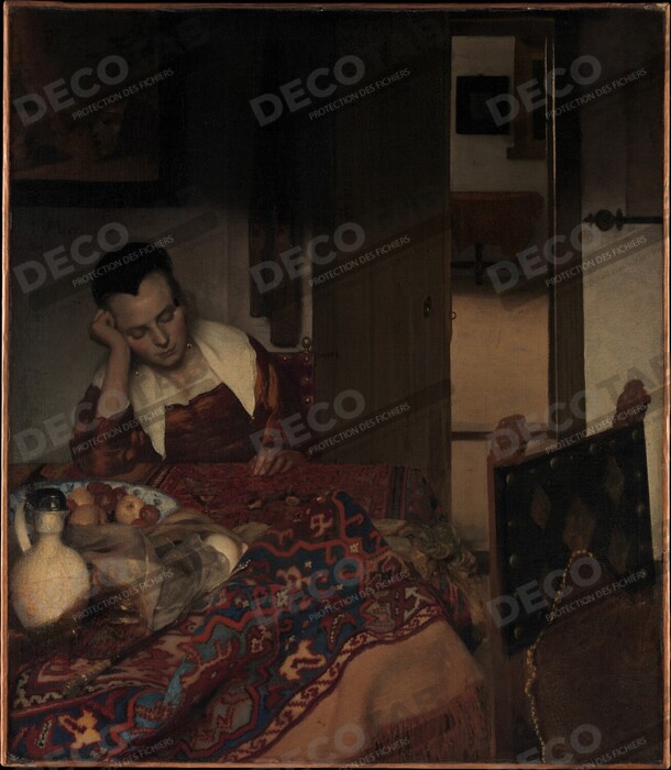 Reproduction Une jeune fille assoupie de Johannes Vermeer