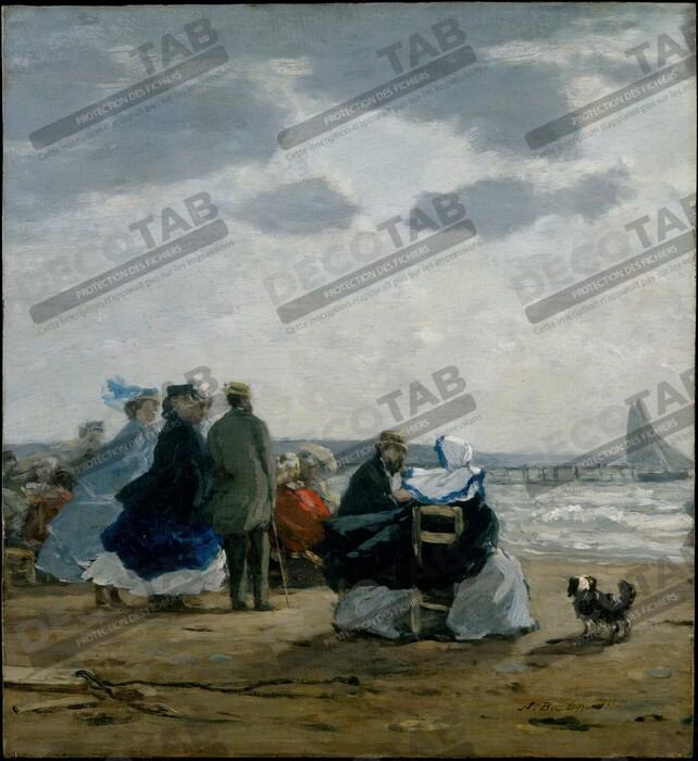 Reproduction Sur la plage, Dieppe de Eugène Boudin