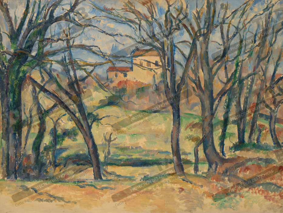 Reproduction Arbres et maisons près du Jas de Bouffan de Paul Cézanne