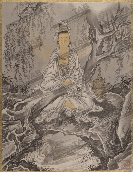 Reproduction Kannon en robe blanche de Kawanabe Kyōsai 河鍋暁斎