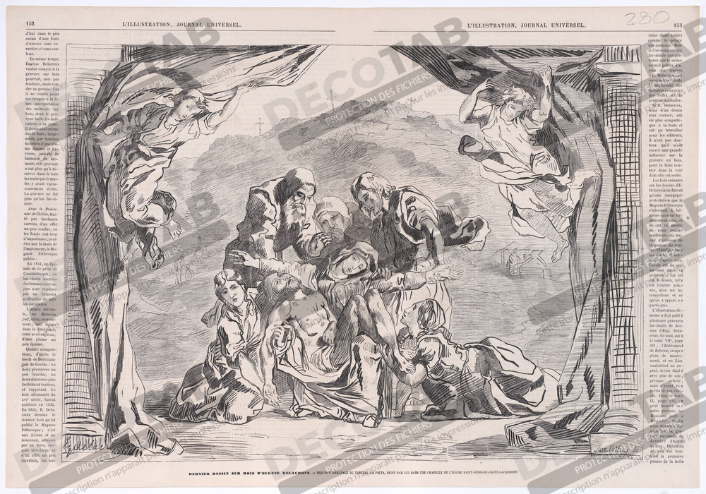 Reproduction La Pietà, de "L'Illustration" de Eugène Delacroix