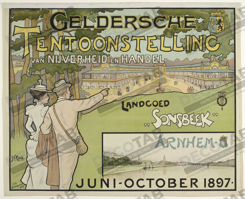 Reproduction Salon de l'industrie et du commerce de Gueldre. Domaine de Sonsbeek juin-octobre 1897. de Jan Rinke