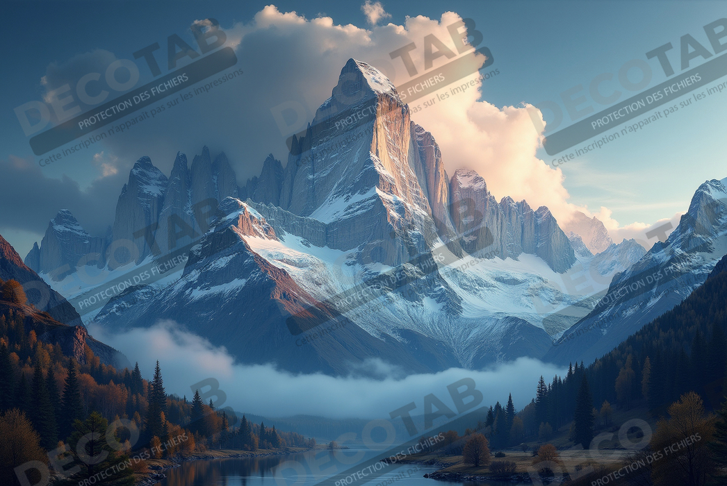 Tableau paysage de montagnes sublimes et inquiétantes