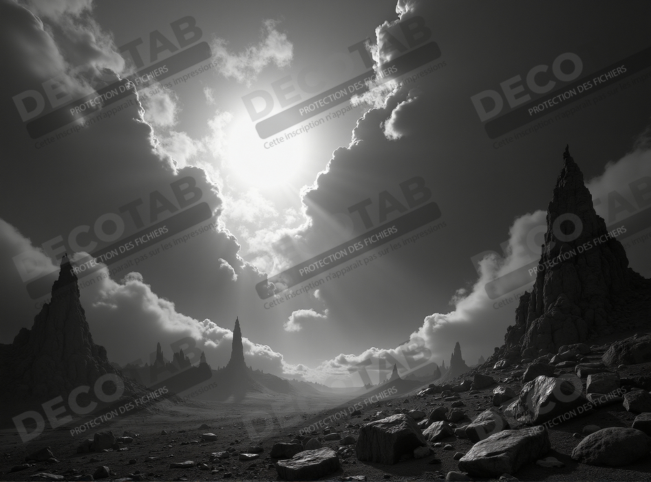 Paysage Désertique en Noir et Blanc