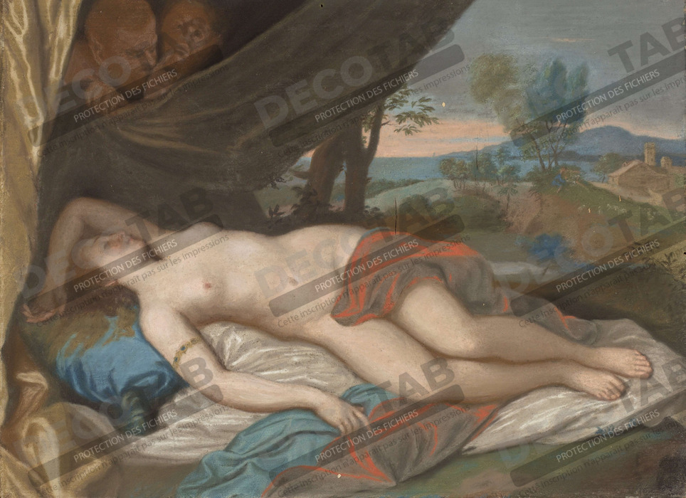 Reproduction Nymphe endormie espionnée par les satyres de Jean-Etienne Liotard