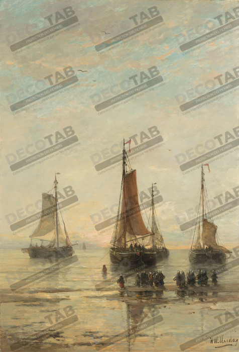 Reproduction Bateaux de Scheveningen Bluff Bowed à l'ancre de Hendrik Willem Mesdag