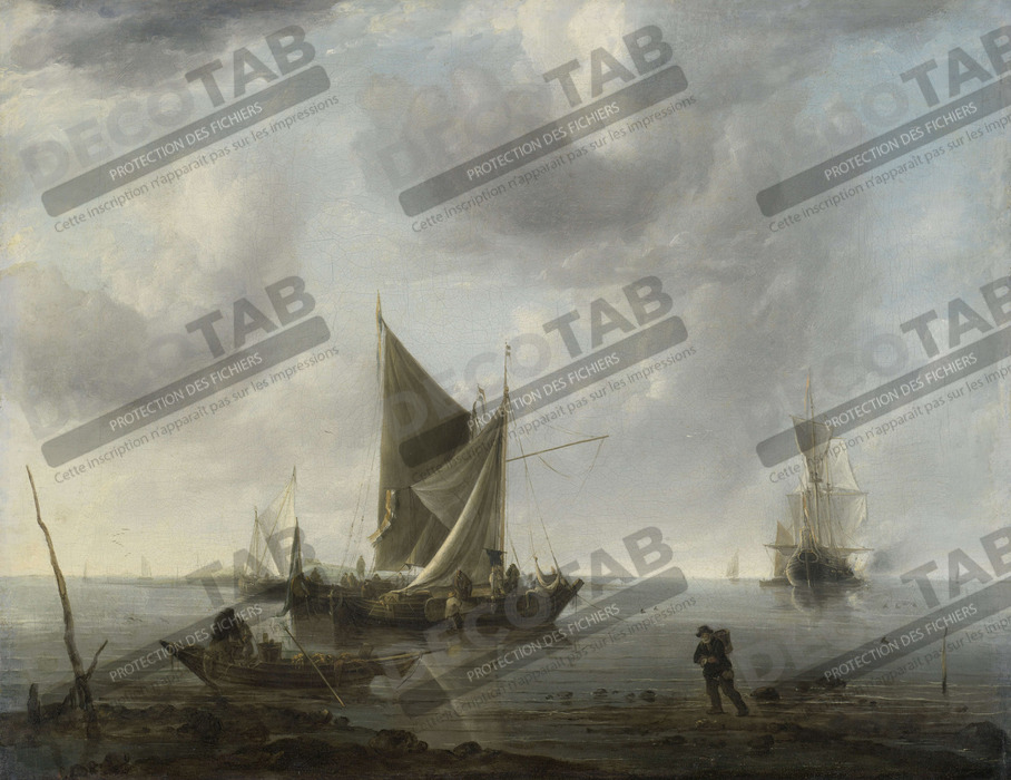 Reproduction Navires à l'ancre sur une mer calme de Jan van de Cappelle