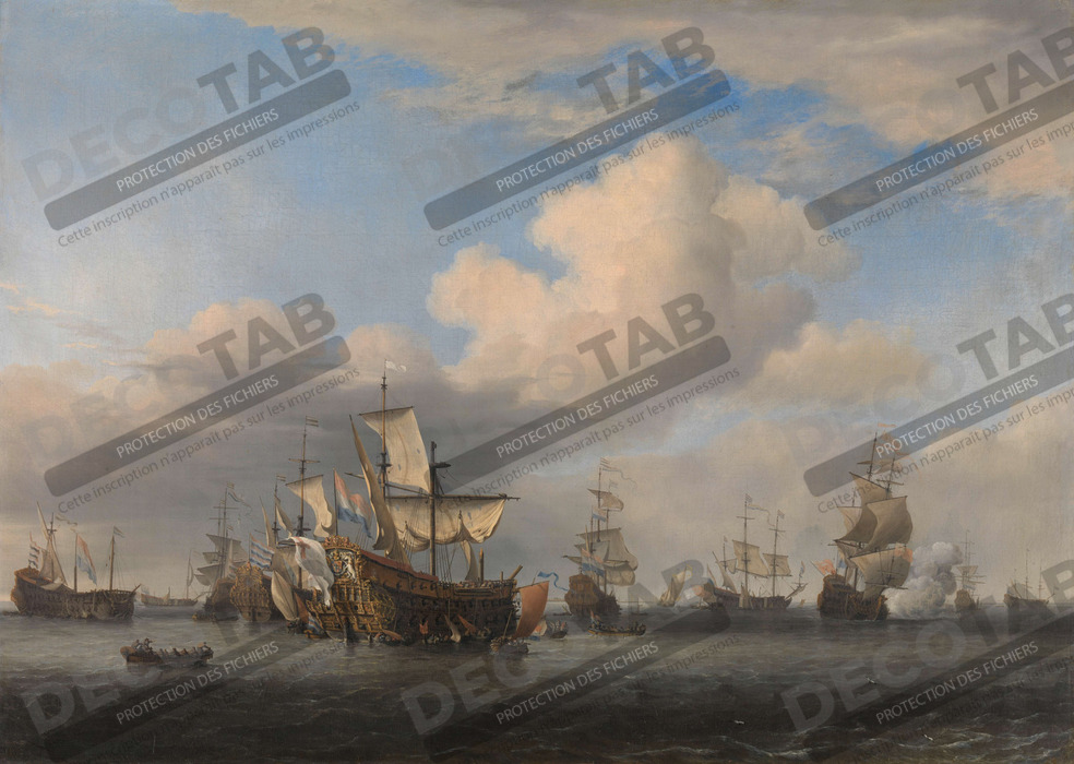 Reproduction Navires anglais capturés après la bataille de quatre jours de Willem van de Velde (II)