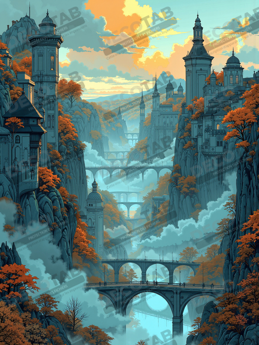 Tableau les Montagnes Bleues, version gothique