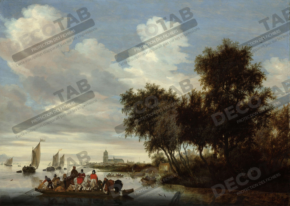 Reproduction Paysage fluvial avec ferry de Salomon van Ruysdael