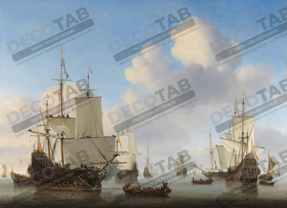 Reproduction Navires hollandais dans une mer calme de Willem van de Velde (II)