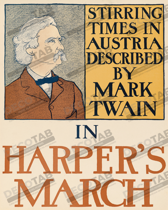 Reproduction Samuel Clemens de Edward Penfield, 2 Jun 1866 - 8 Feb 1925