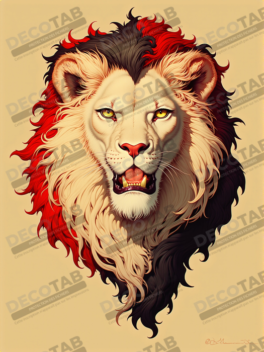 Tableau d'un lion : illustration stylisée minimaliste