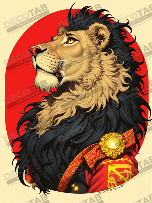 Lion à l'uniforme, illustration