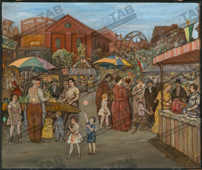 Reproduction Italiens à Jefferson Park de Jerome Myers, born Petersburg, VA 1867-died New York City 1940