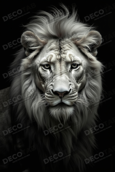 Tableau lion sur fond noir - Portrait studio intense