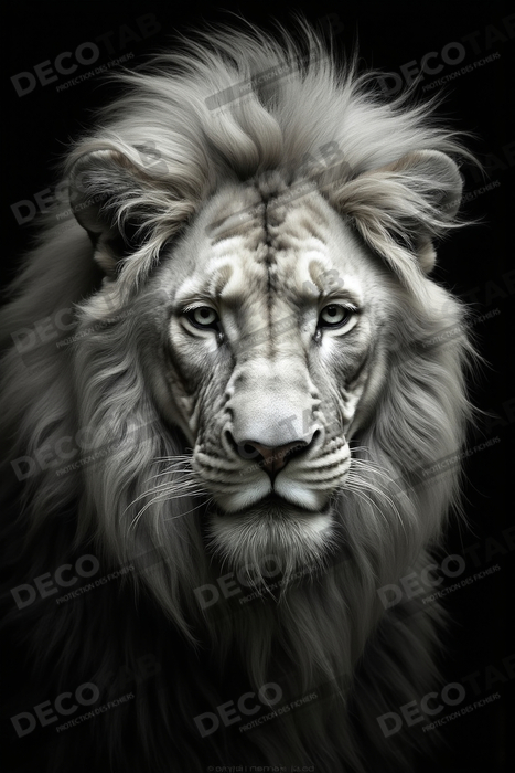 Tableau lion sur fond noir - Portrait studio intense