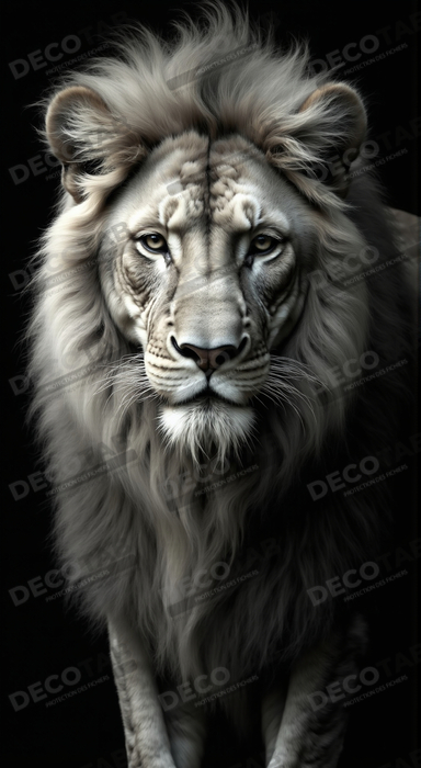 Tableau lion sur fond noir - Portrait studio intense