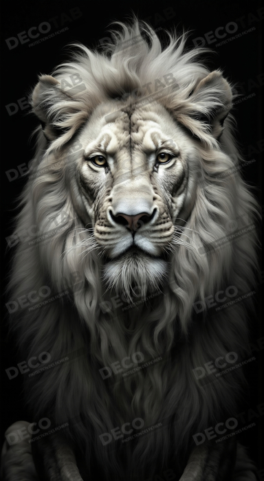 Tableau lion sur fond noir - Portrait studio intense