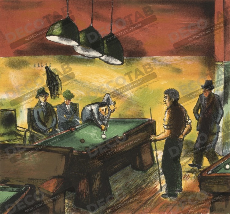 Reproduction (Sans titre) (Hommes jouant au billard) de Unidentified (American)