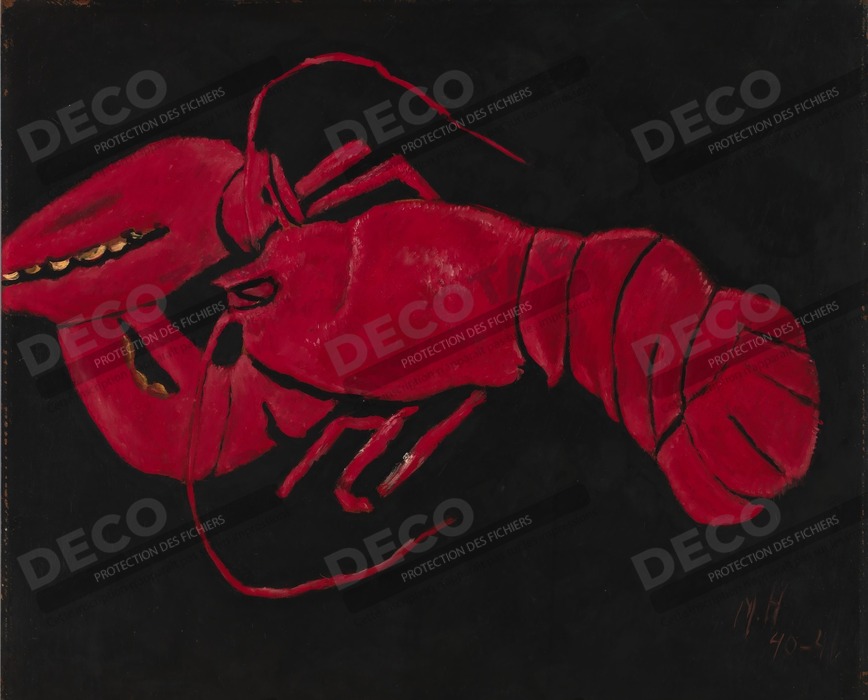Reproduction (Homard sur fond noir) de Marsden Hartley, born Lewiston, ME 1877-died Ellsworth, ME 1943
