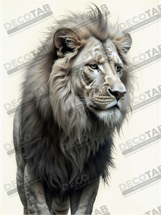 Tableau lion sur fond blanc - Photo d'art décorative