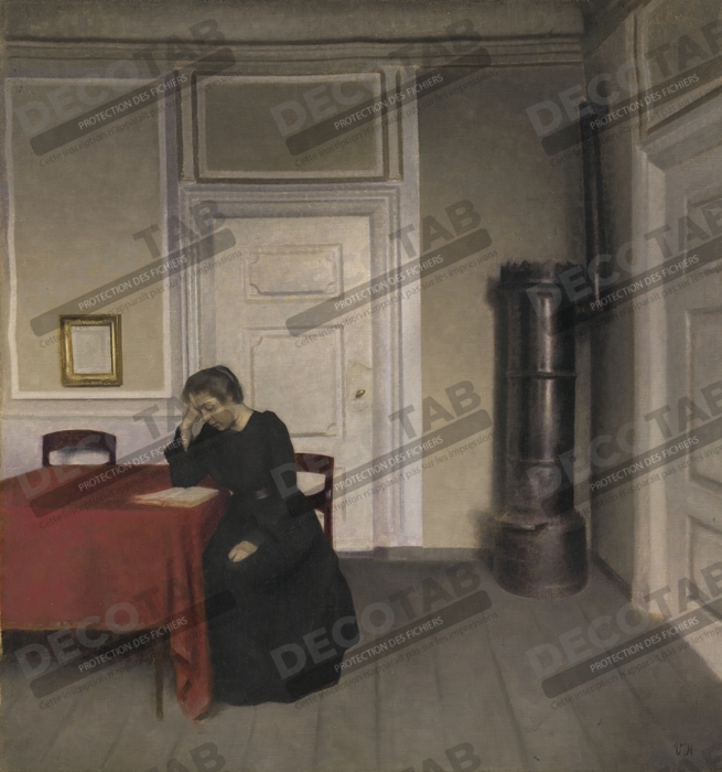 Reproduction Une chambre dans la maison de l'artiste à Strandgade, Copenhague, avec la femme de l'artiste de Hammershøi, Vilhelm