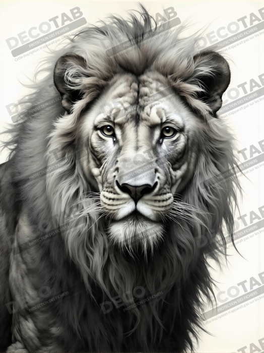 Tableau lion sur fond blanc - Photo d'art décorative
