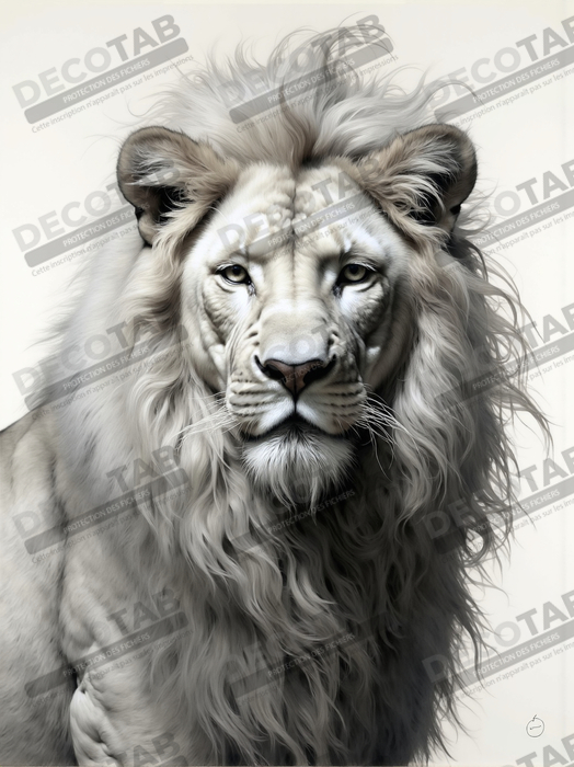 Tableau lion sur fond blanc - Photo d'art décorative