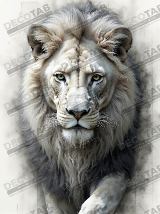 Tableau lion sur fond blanc - Photo d'art décorative